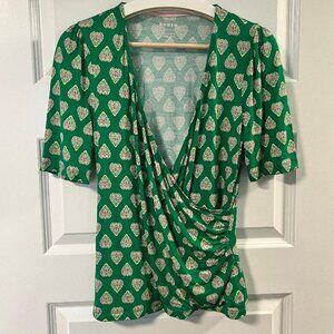 Boden Faux Wrap Top with Short Sleeves